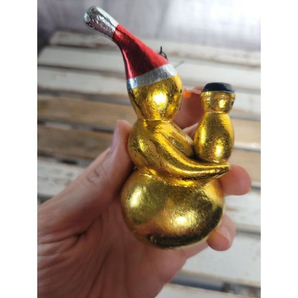 Metallic snowman gold unique ornament Xmas holiday tree - Picture 4 of 6